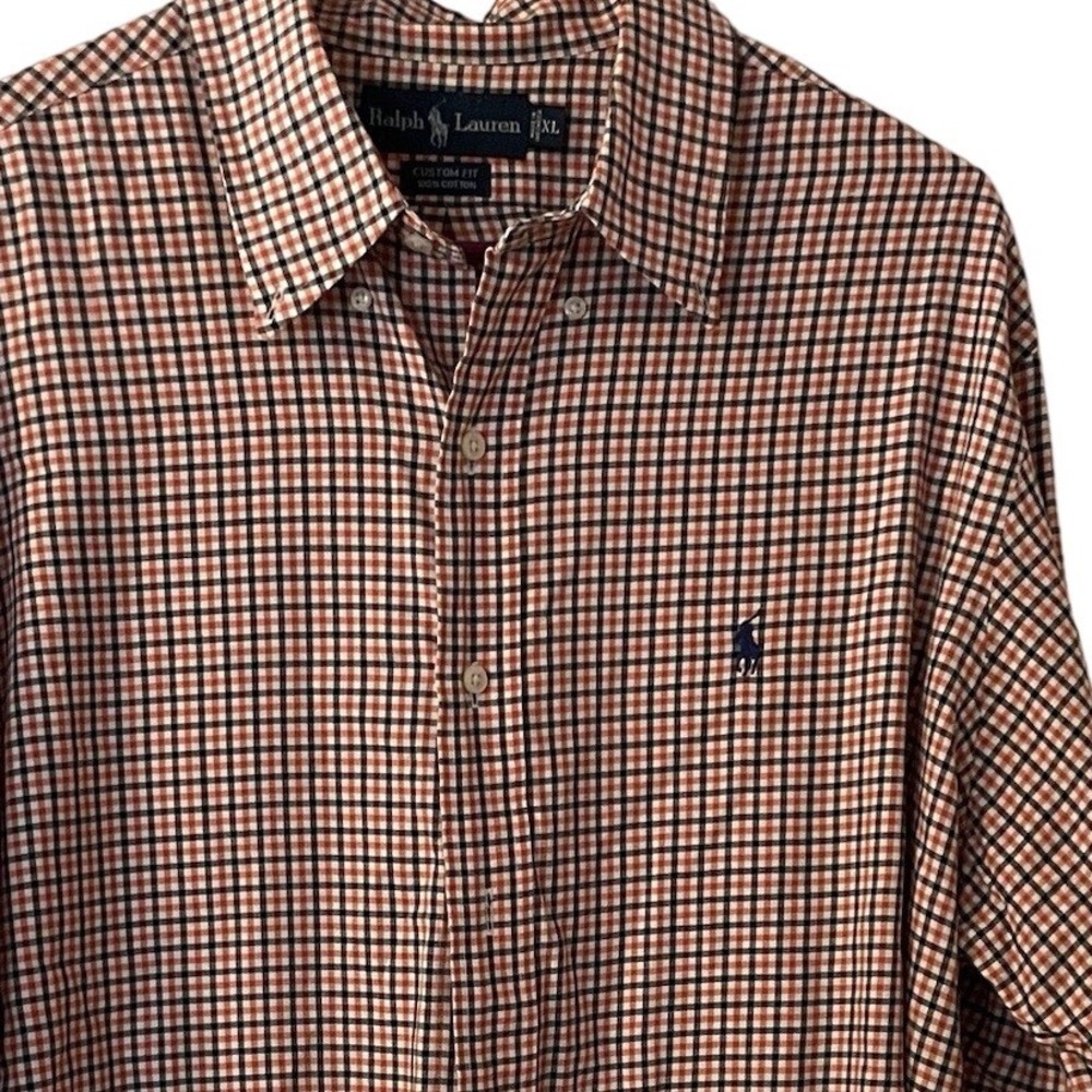 Ralph Lauren orange Blue Gingham XL Buttondown‎ Longsleeved Shirt Professional